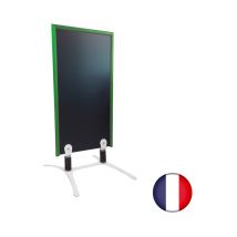 Panneau trottoir sur piétement métal blanc avec cadre bois vert feuille dimensions 120 x 65 cm