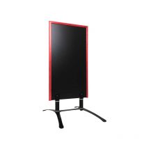 Interface Plv - Panneau trottoir sur piétement métal noir avec cadre bois rouge vin dimensions 120 x 65 cm