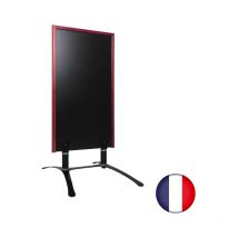 Interface Plv - Panneau trottoir sur piétement métal noir avec cadre bois acajou dimensions 120 x 65 cm