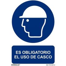Panneau Utilisation Obligatoire ''es Obligatorio El Uso De Casco'' (pvc 0.7mm) 30x40cm