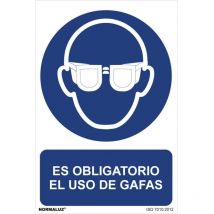 Panneau Utilisation Obligatoire ''es Obligatorio El Uso De Gafas'' (pvc 0.7mm) 30x40cm