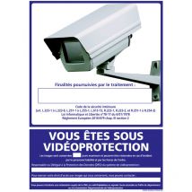 Panneau vous etes sous video protection (G1220) - Adhésif - 75 x 105 mm