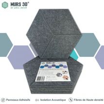 Murs 3d By Wall Decor - Panneaux Acoustiques : 6 Dalles Adhésives 30x26cm - Gris Texturé - Épaisseur de 9mm - Murs 3D