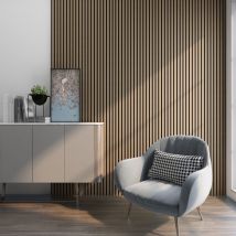 Neu.holz - Panneaux acoustiques Vang lot de 16 panneaux effet noyer clair