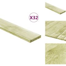 Panneaux de terrasse 32 pcs 4,64 m² 1 m Pin massif imprégné - Plancher Bois - Terrasse Bois - Bois Traité - Terrasse Extérieure - Decking
