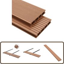 Panneaux de terrasse avec accessoires wpc 16 m² 2,2 m Marron - Panneau De Terrasse - Lames De Terrasse - Terrasse Extérieure - Bois Composite