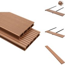 Panneaux de terrasse avec accessoires wpc 16 m² 2,2 m Marron - Panneau De Terrasse - Lames De Terrasse - Terrasse Extérieure - Bois Composite