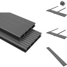 Panneaux de terrasse avec accessoires wpc 26 m² 2,2 m Gris - Parquet Extérieur - Lames De Terrasse - Terrasse Composite - Terrasse Extérieure