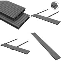 Panneaux de terrasse avec accessoires wpc 36 m² 2,2 m Gris - Parquet Extérieur - Lames De Terrasse - Terrasse Composite - Decking - Aménagement