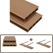 Panneaux de terrasse creux et accessoires wpc 30 m² 4 m Teck - Panneau De Terrasse - Terrasse Extérieur - Decking - Composite Bois Plastique