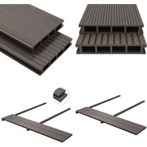 Panneaux de terrasse creux wpc 20 m² 2,2 m Marron foncé - Panneau De Terrasse - Terrasse Extérieur - Decking - Composite Bois Plastique - Terrasse