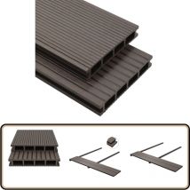 Panneaux de terrasse creux wpc 40 m² 2,2 m Marron foncé - Panneau De Terrasse - Terrasse Extérieur - Decking - Composite Bois Plastique - Terrasse