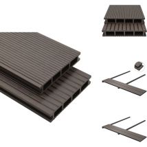 Panneaux de terrasse creux wpc 40 m² 2,2 m Marron foncé - Panneau De Terrasse - Terrasse Extérieur - Decking - Composite Bois Plastique - Terrasse