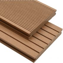 Panneaux de terrasse solides et accessoires WPC 10m² 2,2 m Teck