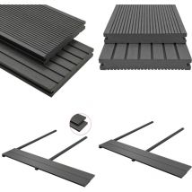 Panneaux de terrasse solides et accessoires wpc 20m² 2,2 m Gris - Panneau De Terrasse - Terrasse Extérieur - Decking - Composite Bois Plastique