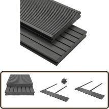 Panneaux de terrasse solides et accessoires wpc 20m² 2,2 m Gris - Panneau De Terrasse - Terrasse Extérieur - Decking - Composite Bois Plastique