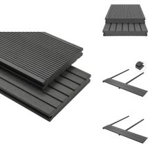 Panneaux de terrasse solides et accessoires wpc 20m² 2,2 m Gris - Panneau De Terrasse - Terrasse Extérieur - Decking - Composite Bois Plastique