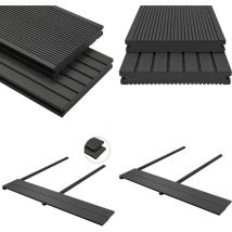 Panneaux de terrasse solides et accessoires wpc 30 m² 4 m Noir - Panneau De Terrasse - Terrasse Extérieur - Decking - Composite Bois Plastique