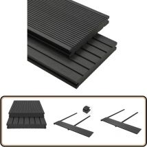 Panneaux de terrasse solides et accessoires wpc 30 m² 4 m Noir - Panneau De Terrasse - Terrasse Extérieur - Decking - Composite Bois Plastique