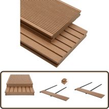 Panneaux de terrasse solides et accessoires WPC 30m² 2,2 m Teck - Panneau De Terrasse - Terrasse Extérieur - Decking - Composite Bois Plastique