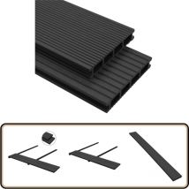 Panneaux de terrasse wpc avec accessoires 10m² 2,2m Anthracite - Panneau De Terrasse - Terrasse Extérieure - Decking - Bois Composite - wpc