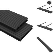 Panneaux de terrasse wpc avec accessoires 10m² 2,2m Anthracite - Panneau De Terrasse - Terrasse Extérieure - Decking - Bois Composite - wpc