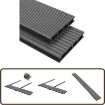 Panneaux de terrasse wpc avec accessoires 40 m² 4 m Gris - Parquet Extérieur - Terrasse Extérieure - Decking - Bois Composite - wpc