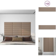 Panneaux muraux 12 pcs Cappuccino 60x15 cm Similicuir 1,08 m² - Panneau Mural - Revêtement Mural - Décoration Murale - Simili Cuir - Isolation