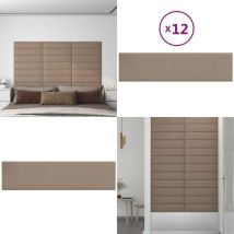 Panneaux muraux 12 pcs Cappuccino 60x15 cm Similicuir 1,08 m² - Panneau Mural - Revêtement Mural - Décoration Murale - Simili Cuir - Isolation