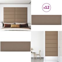 Panneaux muraux 12 pcs Cappuccino 90x30 cm Similicuir 3,24 m² - Panneau Mural - Revêtement Mural - Décoration Murale - Simili Cuir - Isolation