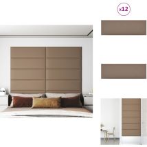 Panneaux muraux 12 pcs Cappuccino 90x30 cm Similicuir 3,24 m² - Panneau Mural - Revêtement Mural - Décoration Murale - Simili Cuir - Isolation