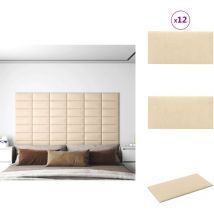 Panneaux muraux 12 pcs Crème 30x15 cm Tissu 0,54 m² - Panneau Mural - Décoration Murale - Revêtement Mural - Isolation Phonique - Isolation Thermique