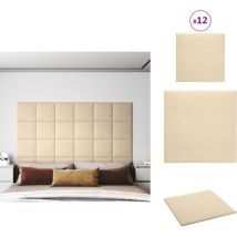 Panneaux muraux 12 pcs Crème 30x30 cm Tissu 1,08 m² - Panneau Mural - Décoration Murale - Revêtement Mural - Isolation Phonique - Isolation Thermique
