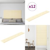 Panneaux muraux 12 pcs Crème 90x15 cm Similicuir 1,62 m² - Panneau Mural - Revêtement Mural - Lambris - Décoration Murale - Simili Cuir - Home &