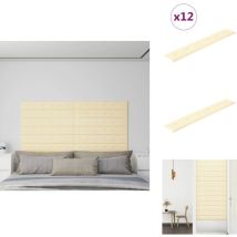 Panneaux muraux 12 pcs Crème 90x15 cm Similicuir 1,62 m² - Panneau Mural - Revêtement Mural - Lambris - Décoration Murale - Simili Cuir