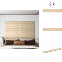 Panneaux muraux 12 pcs Crème 90x15 cm Tissu 1,62 m² - Panneau Mural - Décoration Murale - Revêtement Mural - Isolation Phonique - Isolation Thermique