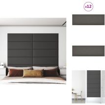 Panneaux muraux 12 pcs Gris 90x30 cm Similicuir 3,24 m² - Panneau Mural - Revêtement Mural - Décoration Murale - Simili Cuir - Isolation Phonique