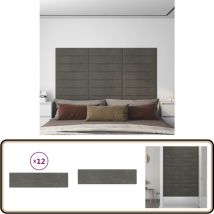 Panneaux muraux 12 pcs Gris foncé 60x15 cm Velours 1,08 m² - Panneau Mural - Décoration Murale - Revêtement Mural - Tapisserie Murale - Velours