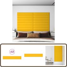 Panneaux muraux 12 pcs Jaune 90x15 cm Velours 1,62 m² - Panneau Mural - Décoration Murale - Revêtement Mural - Tapisserie Murale - Velours