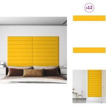 Panneaux muraux 12 pcs Jaune 90x15 cm Velours 1,62 m² - Panneau Mural - Décoration Murale - Revêtement Mural - Tapisserie Murale - Velours
