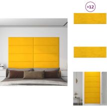 Panneaux muraux 12 pcs Jaune 90x30 cm Velours 3,24 m² - Panneau Mural - Décoration Murale - Revêtement Mural - Tapisserie Murale - Velours