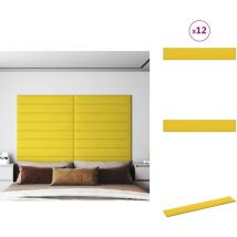 Panneaux muraux 12 pcs Jaune clair 90x15 cm Tissu 1,62 m² - Panneau Mural - Décoration Murale - Revêtement Mural - Isolation Phonique - Isolation