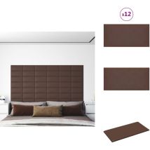 Panneaux muraux 12 pcs Marron 30x15 cm Similicuir 0,54 m² - Panneau Mural - Décoration Murale - Revêtement Mural - Simili Cuir - Isolation Phonique