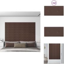 Panneaux muraux 12 pcs Marron 30x15 cm Similicuir 0,54 m² - Panneau Mural - Lambris - Revêtement Mural - Décoration Murale - Isolation Phonique