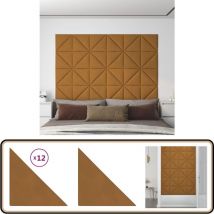 Panneaux muraux 12 pcs Marron 30x30 cm Velours 0,54 m² - Panneau Mural - Décoration Murale - Revêtement Mural - Tapisserie Murale - Velours