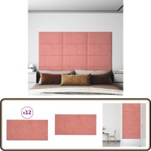 Panneaux muraux 12 pcs Rose 60x30 cm Velours 2,16 m² - Panneau Mural - Décoration Murale - Revêtement Mural - Tapisserie Murale - Velours
