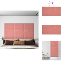 Panneaux muraux 12 pcs Rose 60x30 cm Velours 2,16 m² - Panneau Mural - Décoration Murale - Revêtement Mural - Tapisserie Murale - Velours
