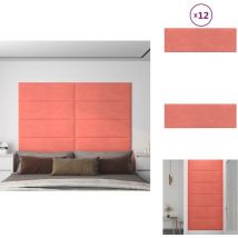 Panneaux muraux 12 pcs Rose 90x30 cm Velours 3,24 m² - Panneau Mural - Décoration Murale - Revêtement Mural - Velours - Isolation Phonique