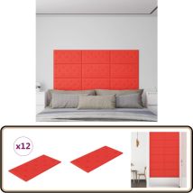 Panneaux muraux 12 pcs Rouge 60x30 cm Similicuir 2,16 m² - Panneau Mural - Revêtement Mural - Lambris - Décoration Murale - Simili Cuir