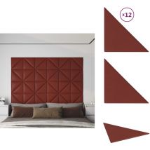 Panneaux muraux 12pcs Rouge bordeaux 30x30 cm Similicuir 0,54m² - Panneau Mural - Décoration Murale - Revêtement Mural - Isolation Phonique
